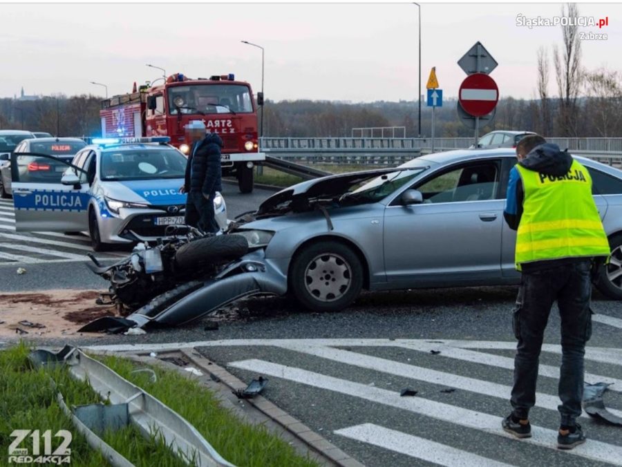 Groźny wypadek nad A4. Motocyklista trafił do szpitala