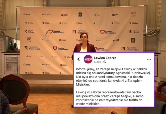 Zabrzańska lewica podzielona? Poszło o poparcie dla Agnieszki Rupniewskiej