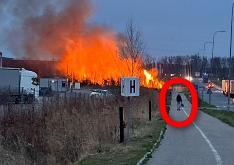 Podpalenie nieużytków w Zabrzu. Policja publikuje nagranie i wizerunek podejrzewanego