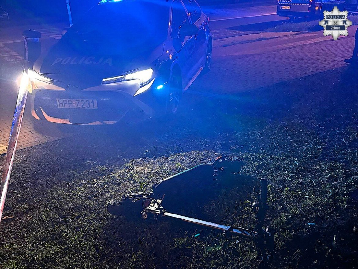 Pościg za hulajnogą ulicami Zabrza. 18-latek uderzył w radiowóz